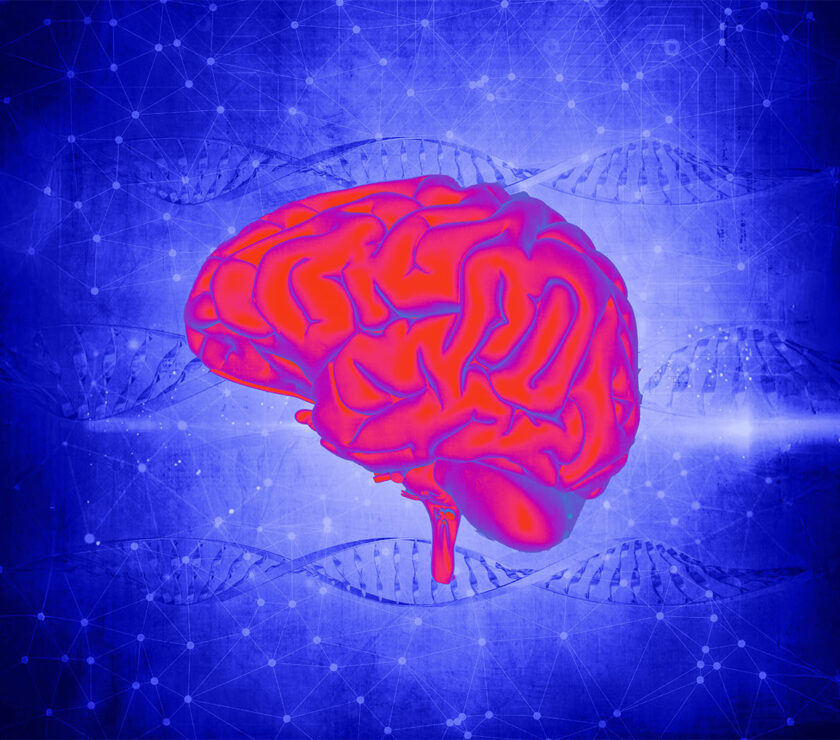 3d-render-grunge-style-brain-image-dna-strands-background
